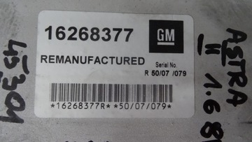 ASTRA II G 1.6 8V JEDNOTKA ŘÍZENÍ MOTORU 16268377