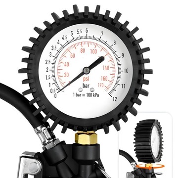 ПИСТОЛЕТ ДЛЯ НАКАЧАНИЯ ШИН С МАНОМЕТРОМ 12 БАР, СЛИВНЫМ КЛАПАНОМ, ЧАСАМИ, БОЛЬШОЙ XL