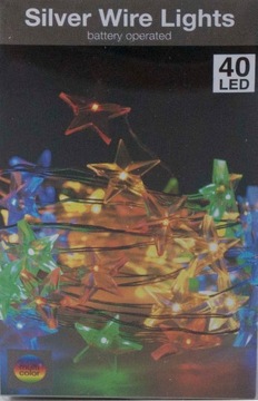 LAMPKI CHOINKOWE LED 40 LED multukolor GWIAZDKI