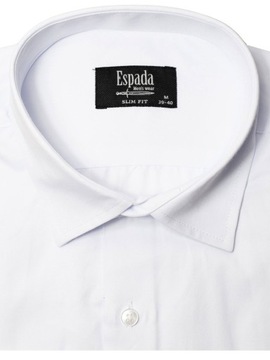 ESPADA Koszula męska biała slim fit długi rękaw gładka bawełna roz XL 43/44