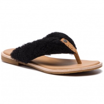 UGG japonki skóra futro czarne r. 36