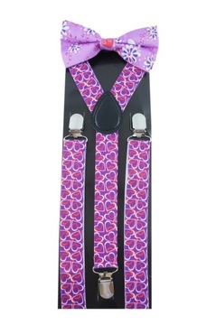 Szelki i muszka w serca walentynkowe unisex fiolet