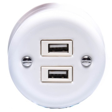 RETRO LOFT CERAMICZNE GNIAZDO NATYNKOWE 2xUSB