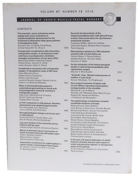 JOURNAL OF CRANIO MAXILLO FACIAL SURGERY NR 12/2019 VOLUME 47