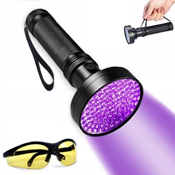 LATARKA UV 100LED TAKTYCZNA POLICYJNA SZPERACZ TESTER BURSZTYNU