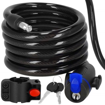 ВЕЛОСИПЕДНЫЙ ЗАМОК ВЕЛОСИПЕДНЫЙ ЗАМОК КЛЮЧ БЕЗОПАСНОСТИ ПРОЧНЫЙ КАБЕЛЬ