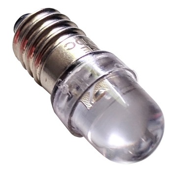 DIODA LED FI10 Z GWINTEM E10 - BIAŁA - 6V