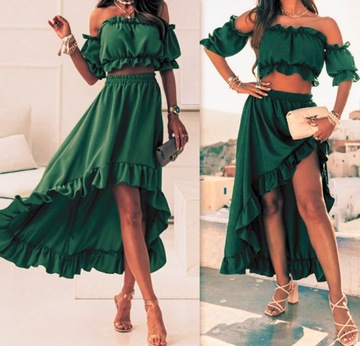 ЖЕНСКИЙ КОМПЛЕКТ, ИСПАНСКАЯ БЛУЗКА, АСИММЕТРИЧНАЯ ЮБКА