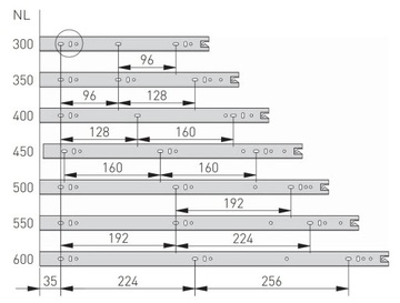 Prowadnica kulkowa GTV push open do szuflad 500 mm pełny wysuw udźwig 25kg