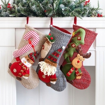 3 шт. Рождественский носок Лось Санта-Клаус Снеговик