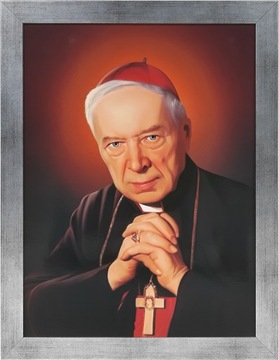 OBRAZ 45x35 KARDYNAŁ STEFAN WYSZYŃSKI SREBRNA RAMA