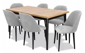 MEGA ZESTAW stół 80x150/190+6 krzeseł LOFT INDUST