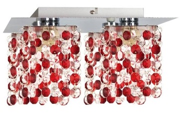 Lampa sufitowa chrom/czerwona kryształki 4xG9 Clas