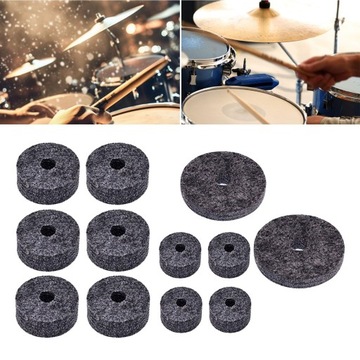 12Pcs Cymbal Felt Washer for Drum Set Percussion Instrument Felts Pads gray