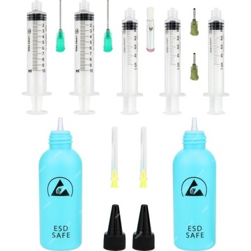 ZESTAW STRZYKAWKI IGŁY DOZOWNICZE + BUTELKA ESD