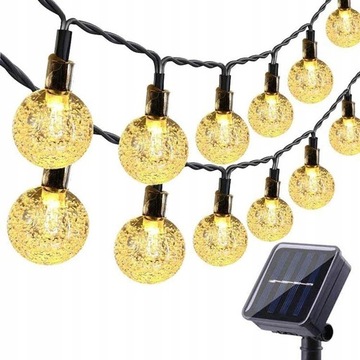 GIRLANDA LAMPKI OGRODOWE SOLARNE 50 LED KULKI 7M