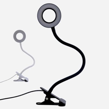 LAMPKA LUPA LED SNAKE RING NA BIURKO CZARNA
