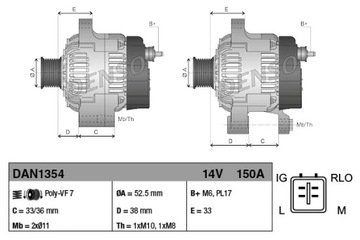 ALTERNÁTOR (14V, 150A) LEXUS GS IS C I
