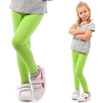 Legginsy dziecięce długie klasyczne bawełniane Polskie getry Limonkowe 146