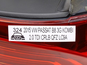 SVĚTLO LED PRAVÁ PRAVÝ ZADNÍ VW PASSAT B8 3G KOMBI 3G9945096B 3G9945312