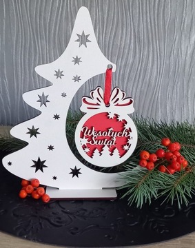 Деревянная безделушка с именем + елочка, ДВУСТОРОННЯЯ