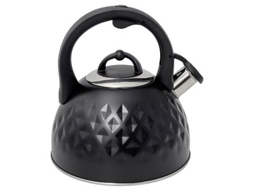 CZAJNIK TRADYCYJNY Z GWIZDKIEM 2,5 L CZARNY DIAMENT MATOWY MH-104