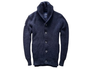 SUPERDRY PREMIUM M61003KPF1 KARDIGAN JACOB Wełniany Męski Sweter L