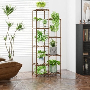 ДЕРЕВЯННАЯ ПОДСТАВКА ДЛЯ ЦВЕТОВ ЦВЕТОЧНЫЕ кашпо РАСТЕНИЯ КНИЖНЫЙ ШКАФ С 9 ПОЛКАМИ
