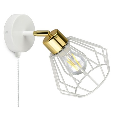 Lampa Ścienna Kinkiet GLAMOUR Biały Złoty Włącznik