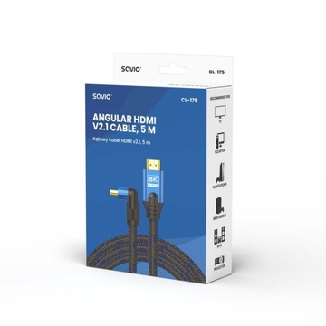 Кабель HDMI v2.1 8K UltraHD, 5 м, изогнутый