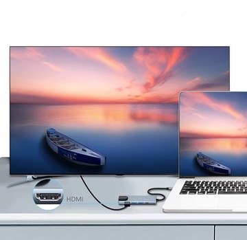 ХАБ СЕТЕВАЯ КАРТА 5-В-1 АДАПТЕР USB-C 3.0 HDMI LAN ETHERNET GIGABIT RJ45