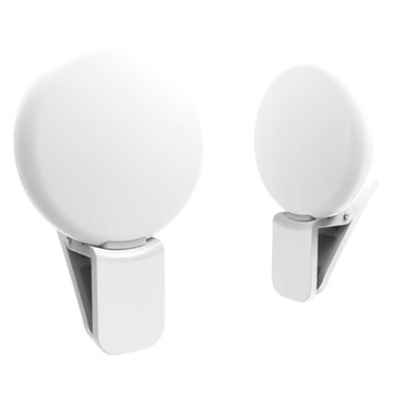 Lampa Lampka RING 9 LED na telefon, tablet, laptop STREAM z klipsem Biała