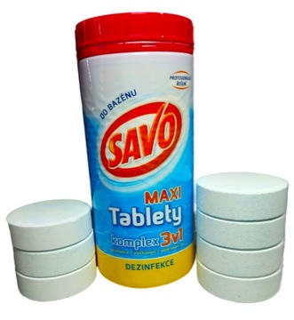 Chlor tabletki do basenu jacuzzi spa 5,6 kg 28x200 g multifunkcyjne Savo