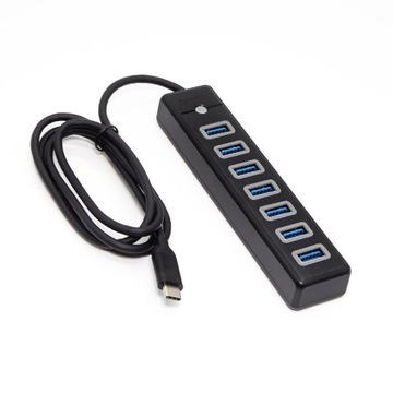 Orico USB-C Hub на 7 портов USB A 3.2 gen1, 5Гбит/с, черный, кабель 1м