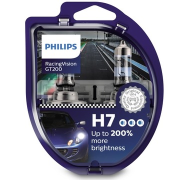 Лампы Philips Racing Vision GT200 +200% H7 12В