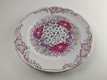 RĘCZNIE MALOWANY PORCELANOWY TALERZ WAŁBRZYCH E.KULINOWSKA