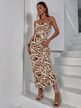 SHEIN SUKIENKA DŁUGA PROSTA WZÓR ZEBRA R.S E218033