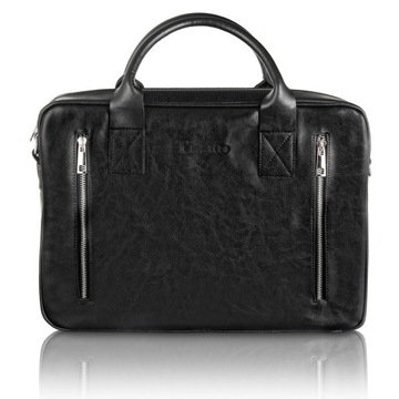 Elegancka SKÓRZANA torba męska na laptopa TIZANO TM08 czarna
