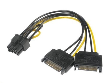 AKASA adapter zasilania 2x SATA na 6+2pin PCIe