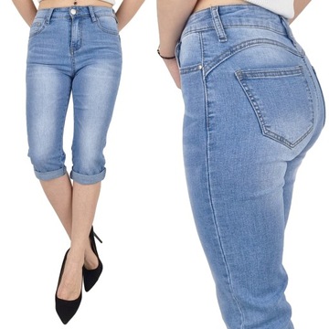 #DAMSKIE SPODNIE JEANSOWE - RYBACZKI 3/4 Push- Up#