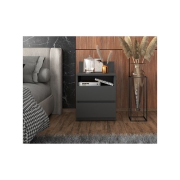 Прикроватная тумбочка, прикроватная тумбочка, серая, 40 см, 2 ящика, полка, накастлик, для спальни