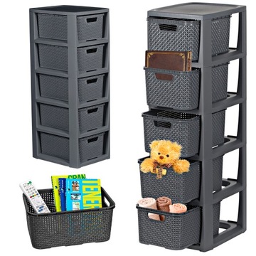 КНИЖНЫЙ ШКАФ, СУНДУК, ПОЛКА ДЛЯ ШКАФА, СТОЙКА С 5 КОРЗИНАМИ ИЗ РОТАГА КОРЗИНЫ ДЛЯ ВАННОЙ КОМНАТЫ BRANQ