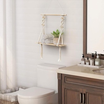 Подвесная полка на веревках BoHo Скандинавское украшение стены