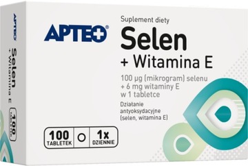 Selen 100 µg + Witamina E 6 mg APTEO 100 tabletek