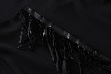AMY VERMONT czarna sukienka midi z frędzlami r. 46