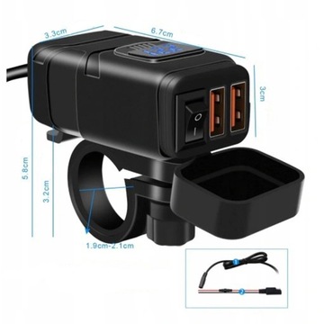 ЗАРЯДНОЕ УСТРОЙСТВО ИСТОЧНИК ПИТАНИЯ 2xUSB QC3.0 КНОПКА ВОЛЬТМЕТРА