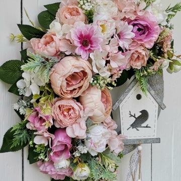 Весенний венок на дверь, нежный, летняя кормушка для цветов, 40 см