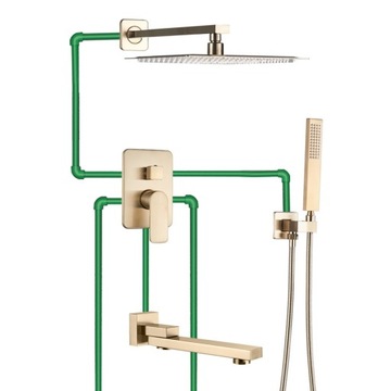 Золотой душевой набор скрытого монтажа - GOLDEN MAT 30