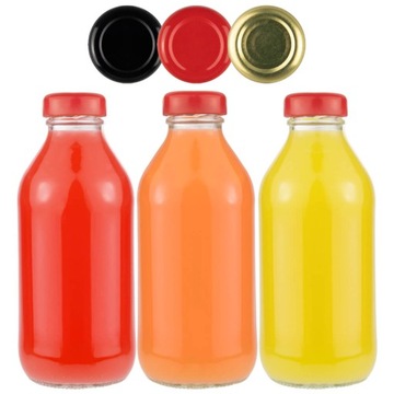 5x Butelka na sok soczek syrop 330ml + WIECZKO