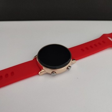 Zegarek damski czerwony złoty LED datownik silikonowy elegancki na Prezent